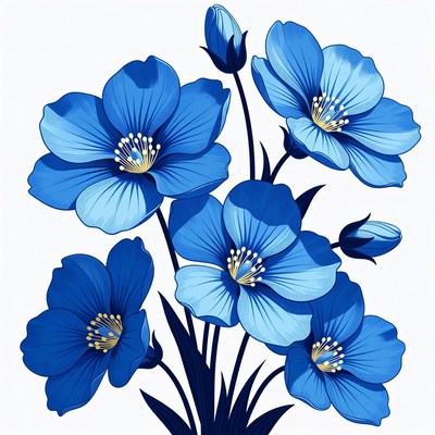 Blue flowers in detailed design