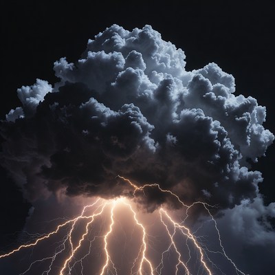 Lightning strikes beneath dark clouds