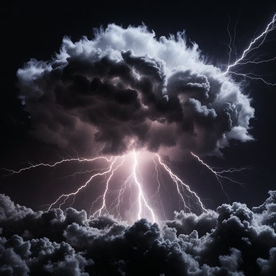 Storm cloud with lightning strikes