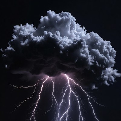 Lightning strikes from dark clouds