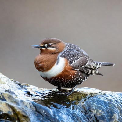 Bird perched near water in nature