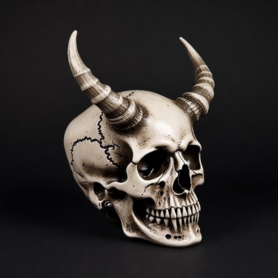 Skull with horns on dark background