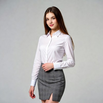 Young woman in office outfit posing