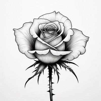 Black and white rose drawing