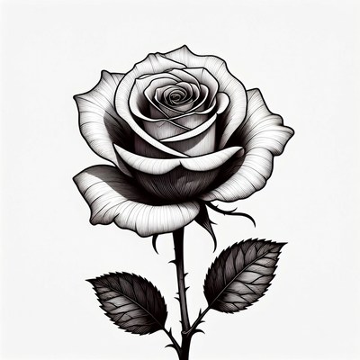 Black and white rose drawing