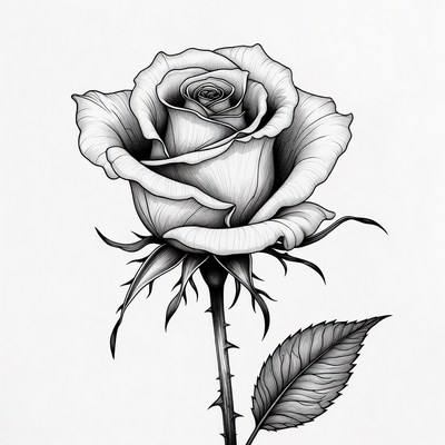 Black and white rose drawing