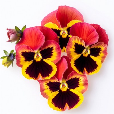 Pansy flowers on white background