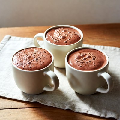 Hot chocolate cups on a table