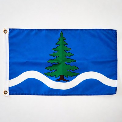 Blue flag with green tree design