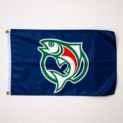 Colorful fish flag design displayed