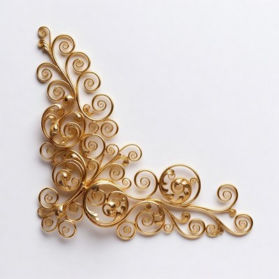Gold decorative corner design with swirls
