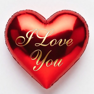 Red heart balloon with message