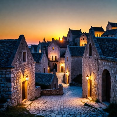 Evening in a historic village