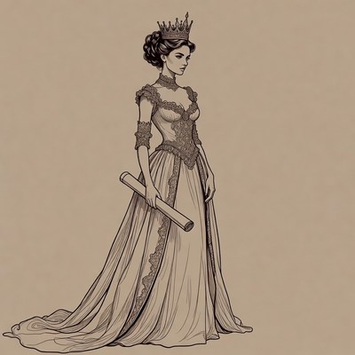 Elegant woman holding a scroll