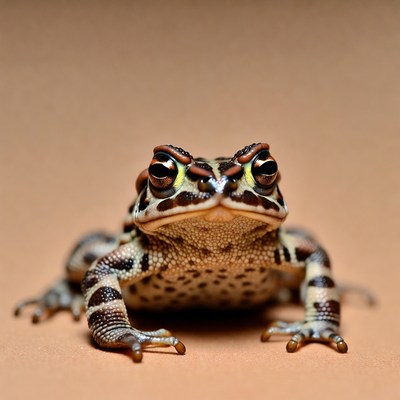 Cute frog on light brown