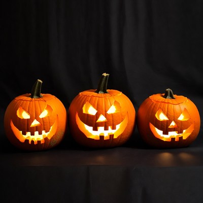 Halloween pumpkins on display