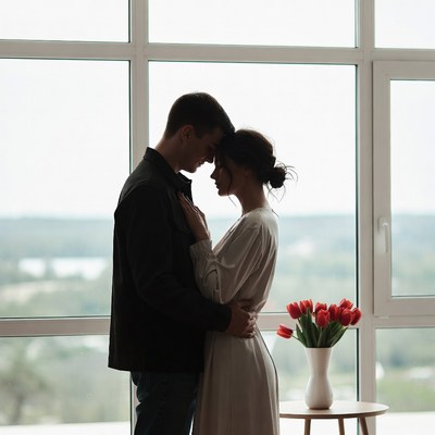Couple sharing a moment indoors