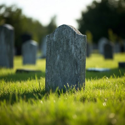 Gravestones at a quiet cemetery