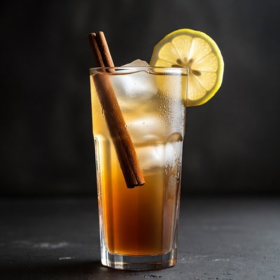 Iced drink with lemon and cinnamon