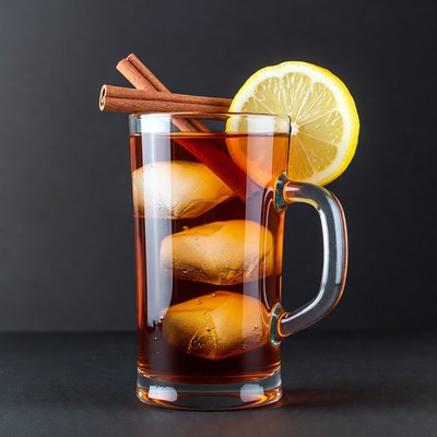 Iced Tea with Cinnamon Sticks and Lemon