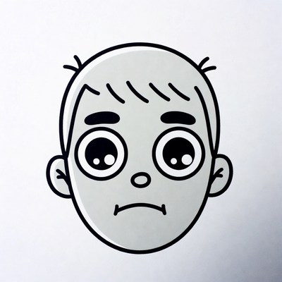 Sad cartoon boy face