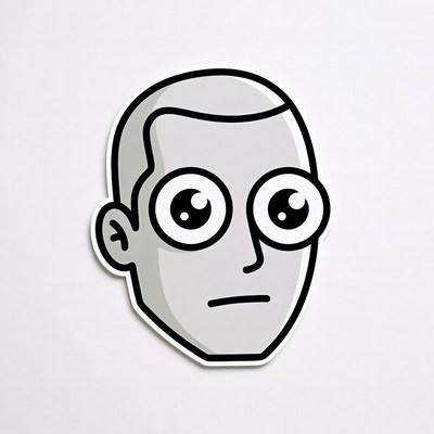 Cartoon bald man with wide eyes