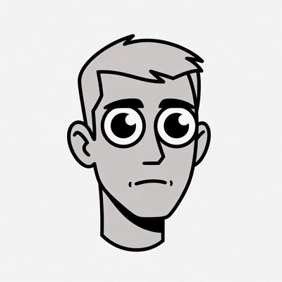 Cartoon man with wide surprised eyes