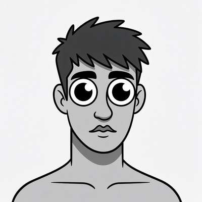 Cartoon boy with big eyes