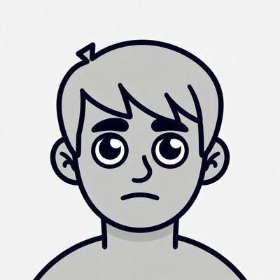Cartoon boy with sad expression