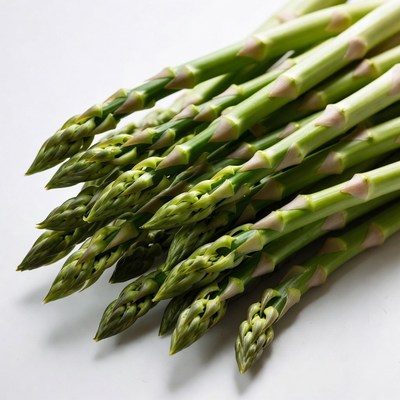 Fresh asparagus spears on white background