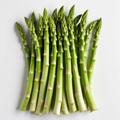Fresh asparagus spears on white background