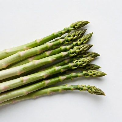 Fresh asparagus spears on white background