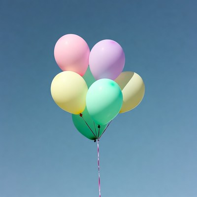 Colorful Balloons Floating on Blue Sky