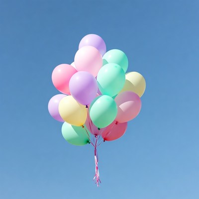 Colorful Balloons Floating in Sky
