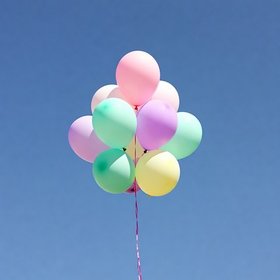 Colorful Balloons Floating Against Blue Sky