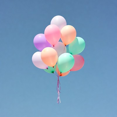 Colorful Balloons Floating in Sky