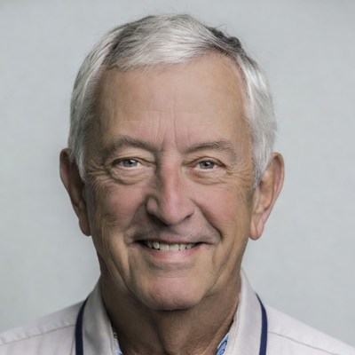 Smiling elderly man in stethoscope