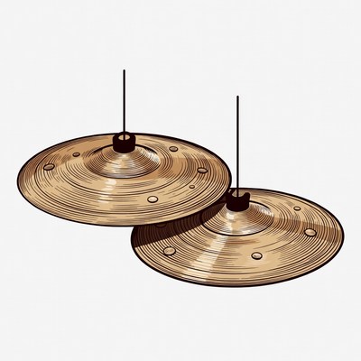 Pair of Brass Cymbals Illustration