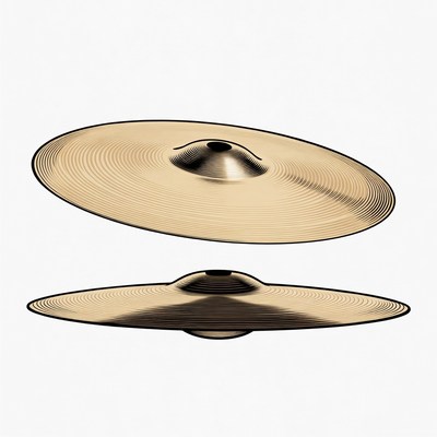 Golden crash cymbals isolated