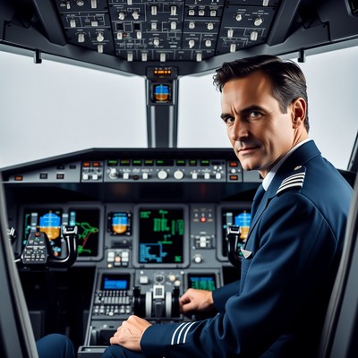 Pilot in airplane cockpit