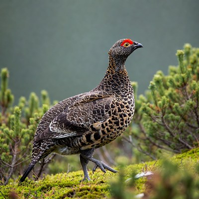 Ptarmigan standing in mossy grass