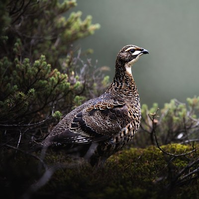 Grouse standing in green bushes