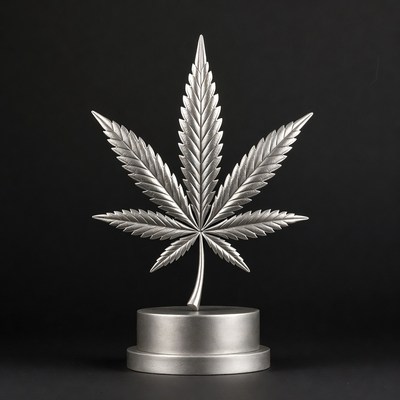Silver Marijuana Leaf Trophy