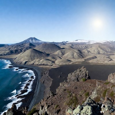 Volcanic Mountains and Black Sand Beach