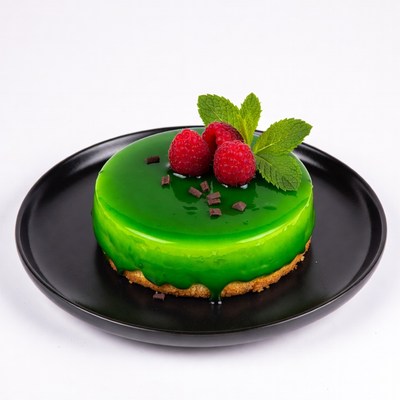 Green Jelly Cake with Raspberries