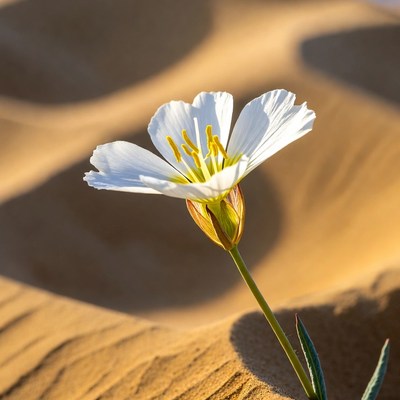 White flower in sand dunes