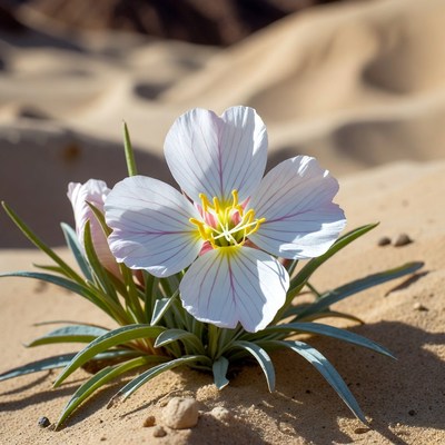 White Desert Flower in Sand