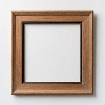 Wooden Picture Frame Empty White Background