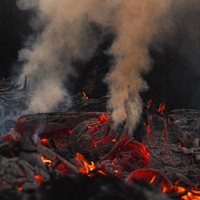 Glowing Embers and Smoke