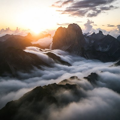 Sunrise Over Mountains Above Clouds
